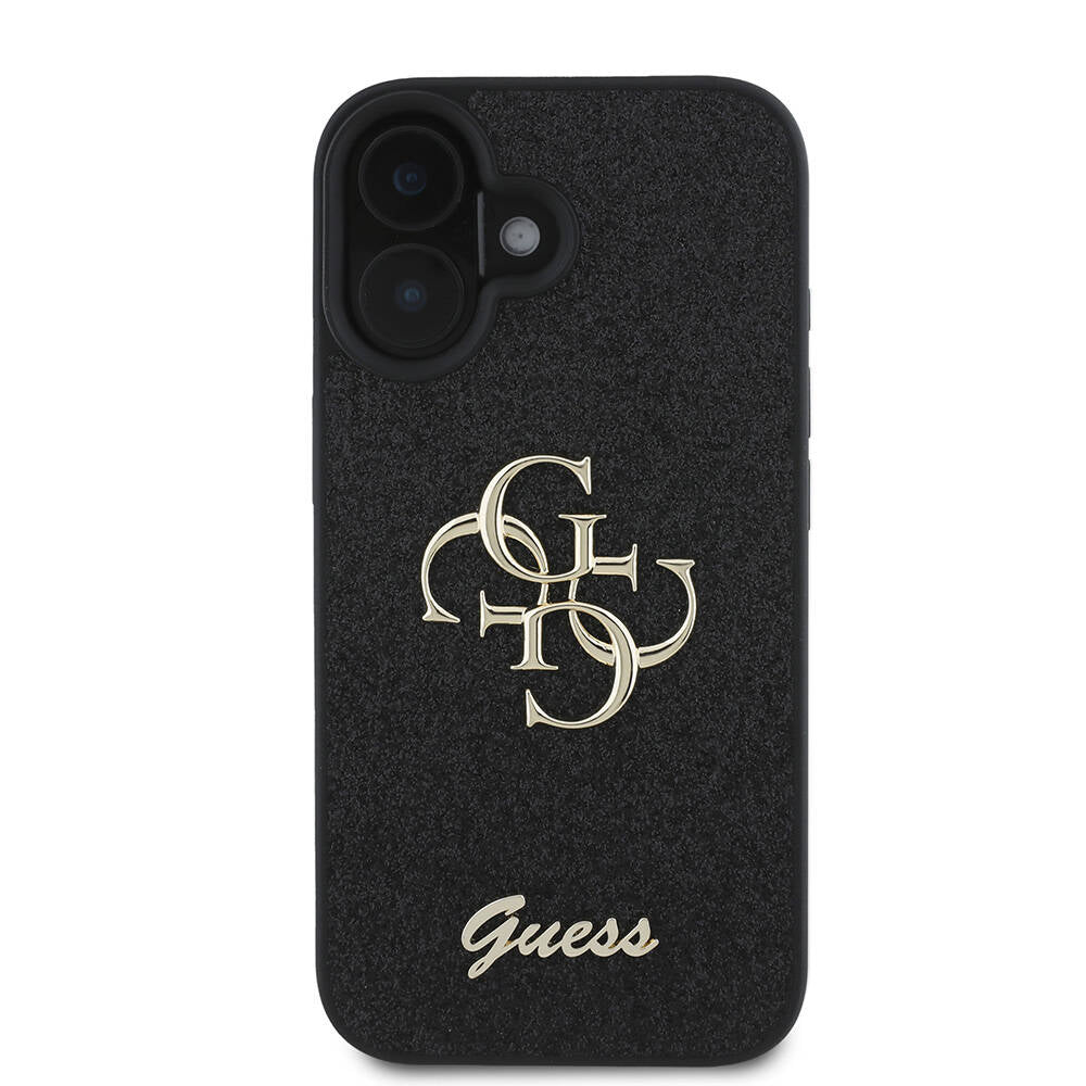 iPhone 16 Kılıf Guess Orijinal Lisanslı 4G Büyük Metal Logolu Glitter Kılıf