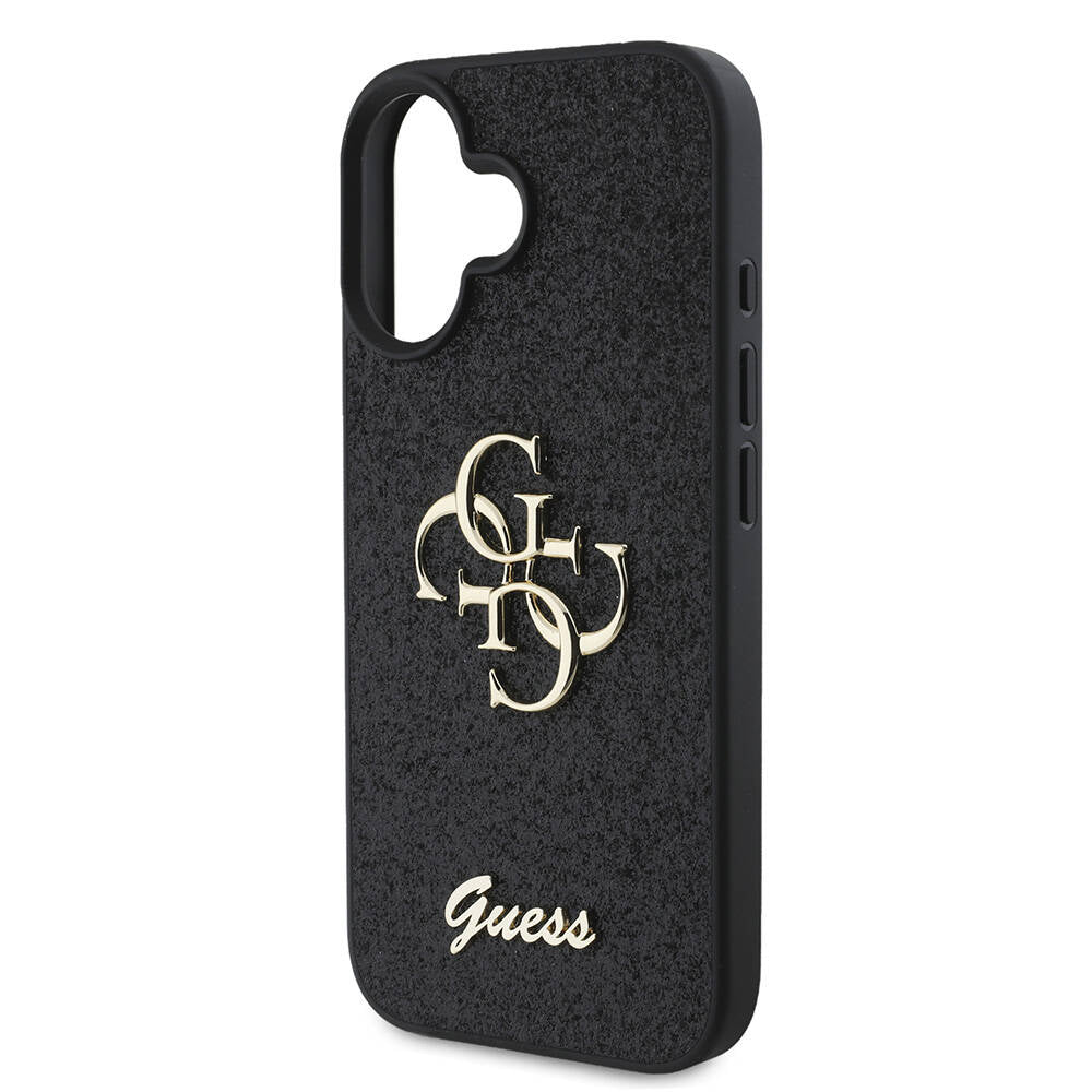 iPhone 16 Kılıf Guess Orijinal Lisanslı 4G Büyük Metal Logolu Glitter Kılıf