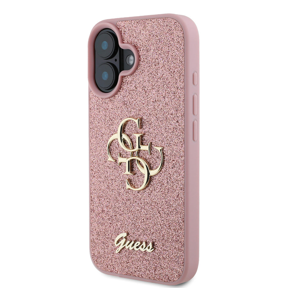 iPhone 16 Kılıf Guess Orijinal Lisanslı 4G Büyük Metal Logolu Glitter Kılıf
