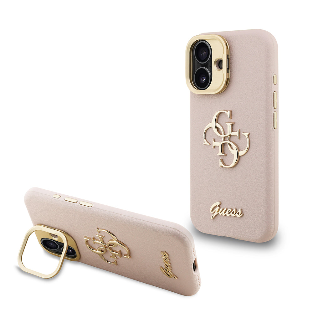 iPhone 16 Kılıf Guess Orijinal Lisanslı Grained Yazı Logolu Kamera Standlı Kılıf