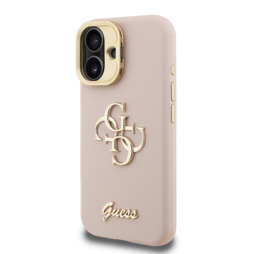 iPhone 16 Kılıf Guess Orijinal Lisanslı Grained Yazı Logolu Kamera Standlı Kılıf