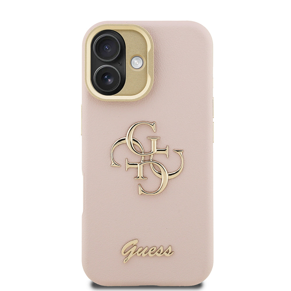 iPhone 16 Kılıf Guess Orijinal Lisanslı Grained Yazı Logolu Kamera Standlı Kılıf