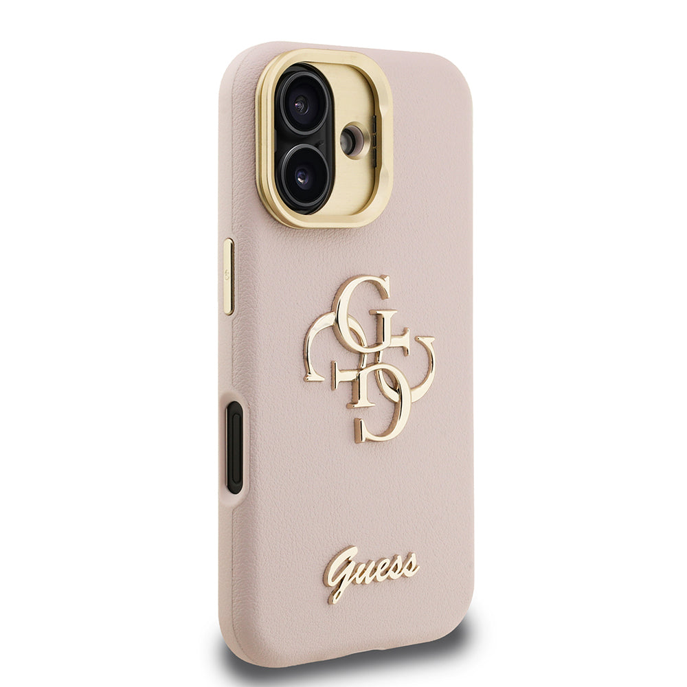 iPhone 16 Kılıf Guess Orijinal Lisanslı Grained Yazı Logolu Kamera Standlı Kılıf