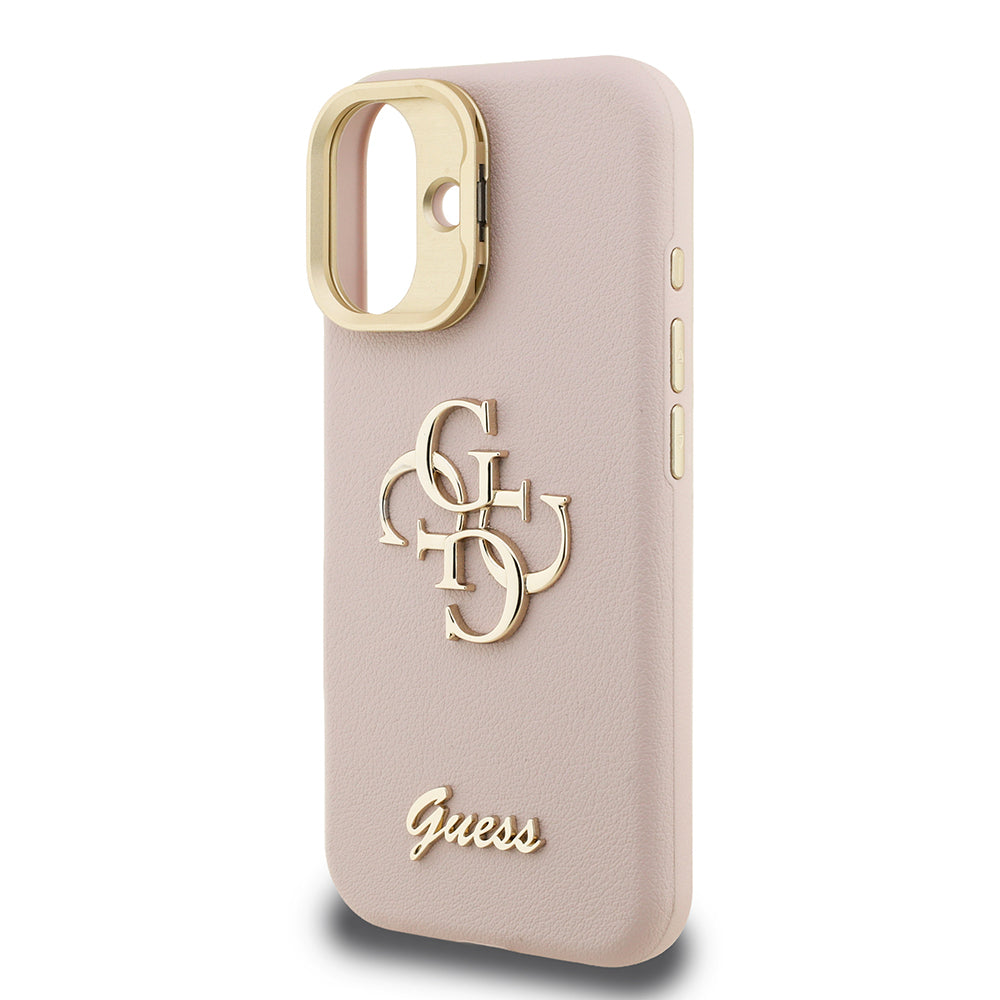iPhone 16 Kılıf Guess Orijinal Lisanslı Grained Yazı Logolu Kamera Standlı Kılıf