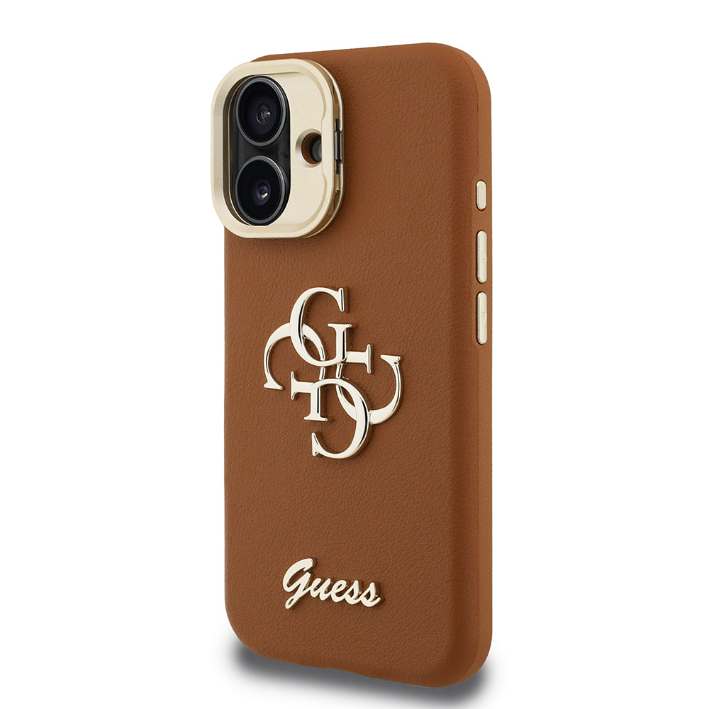 iPhone 16 Kılıf Guess Orijinal Lisanslı Grained Yazı Logolu Kamera Standlı Kılıf