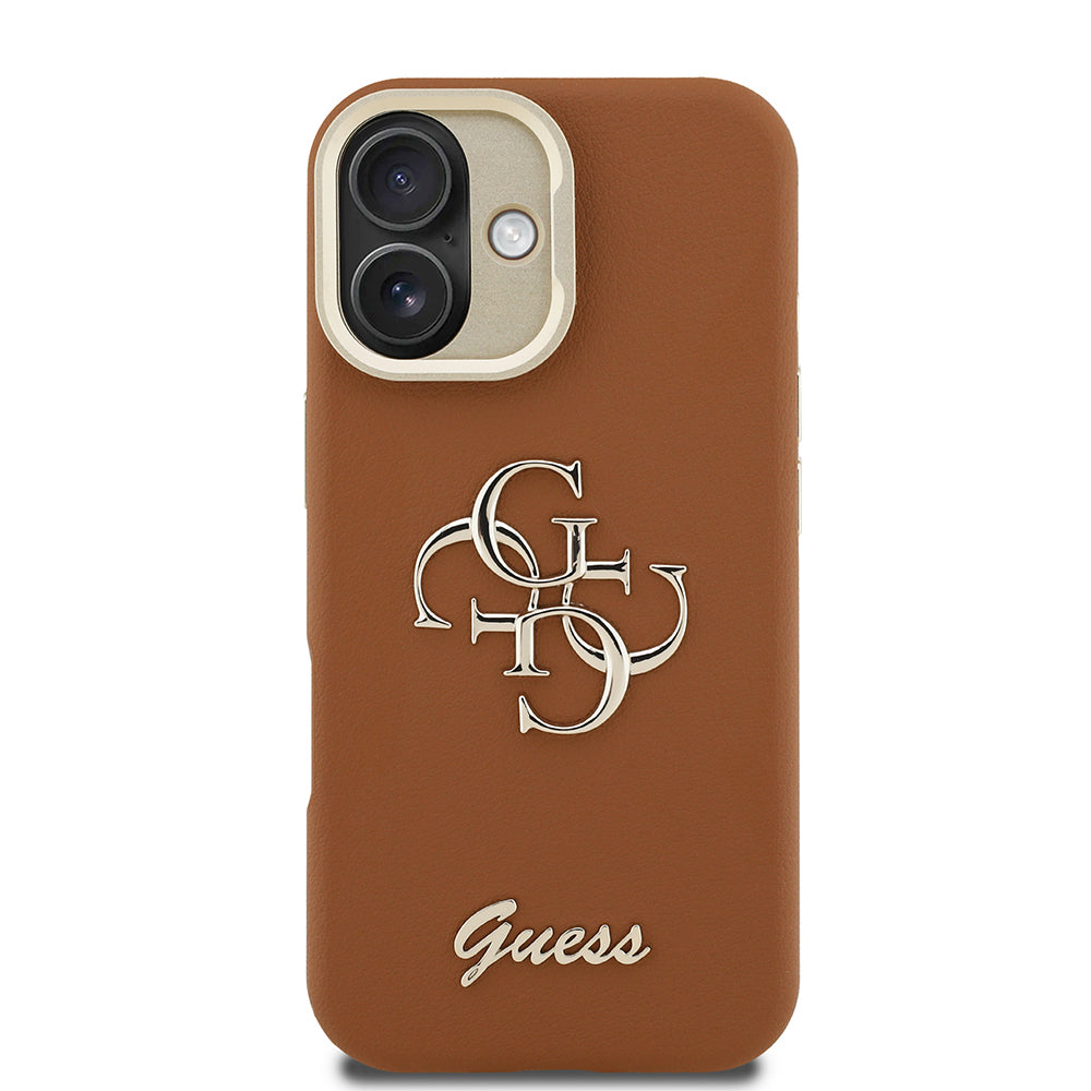 iPhone 16 Kılıf Guess Orijinal Lisanslı Grained Yazı Logolu Kamera Standlı Kılıf