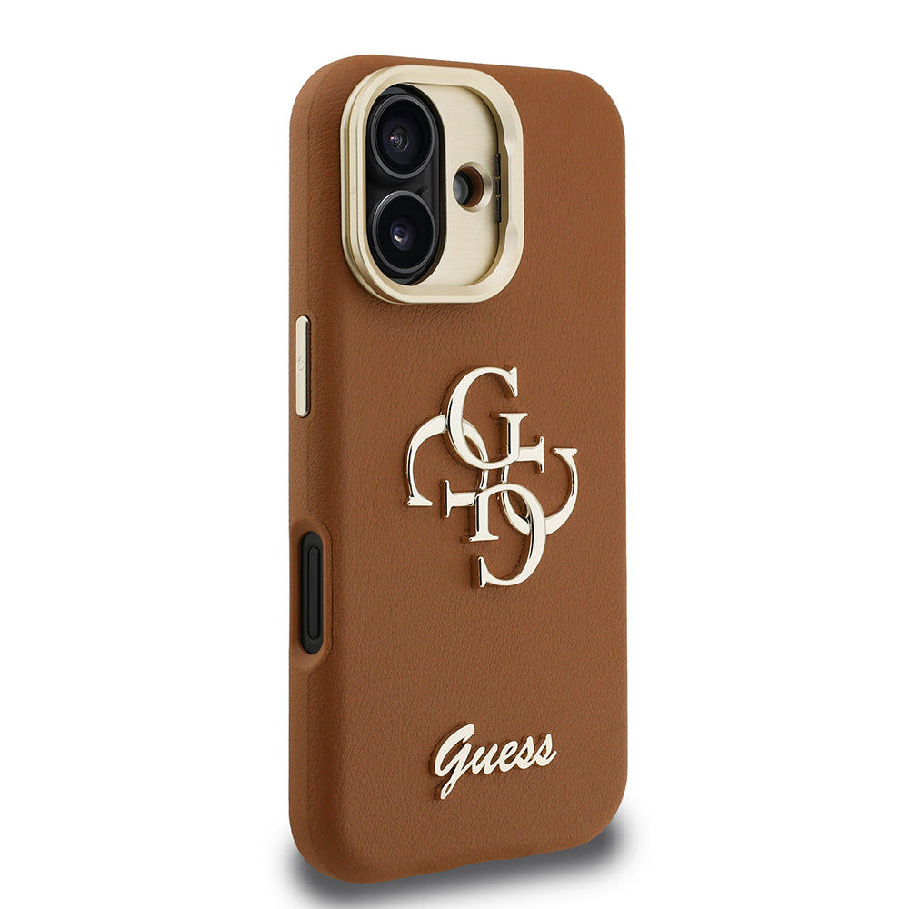 iPhone 16 Kılıf Guess Orijinal Lisanslı Grained Yazı Logolu Kamera Standlı Kılıf
