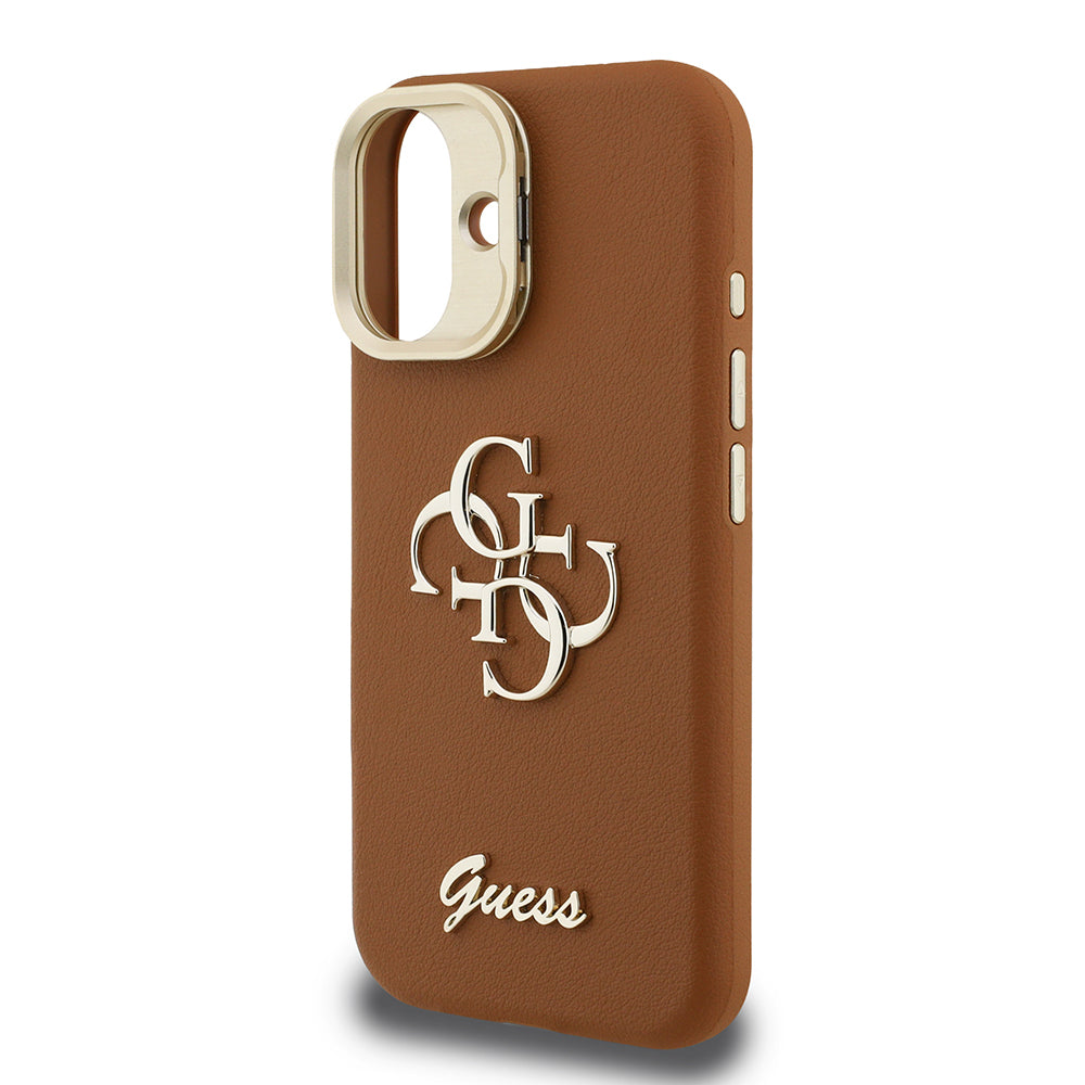 iPhone 16 Kılıf Guess Orijinal Lisanslı Grained Yazı Logolu Kamera Standlı Kılıf
