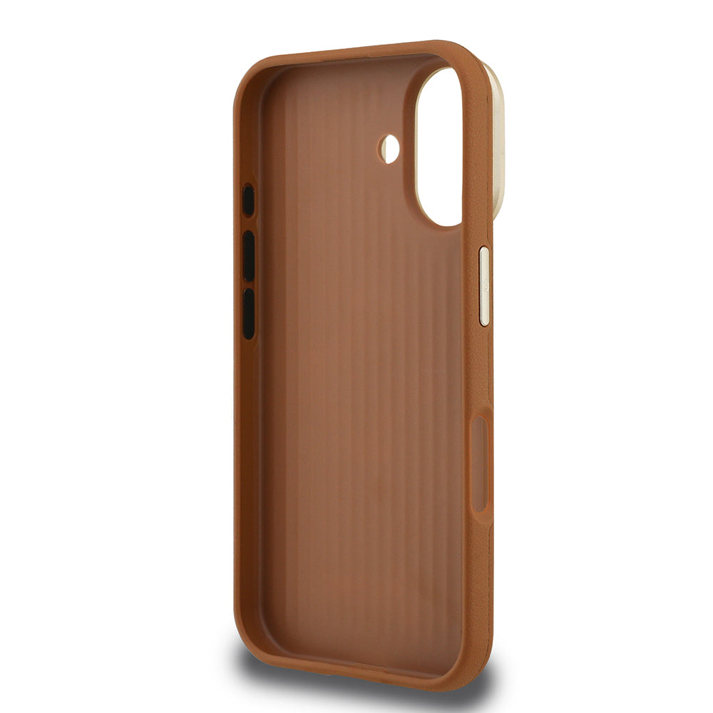 iPhone 16 Kılıf Guess Orijinal Lisanslı Grained Yazı Logolu Kamera Standlı Kılıf