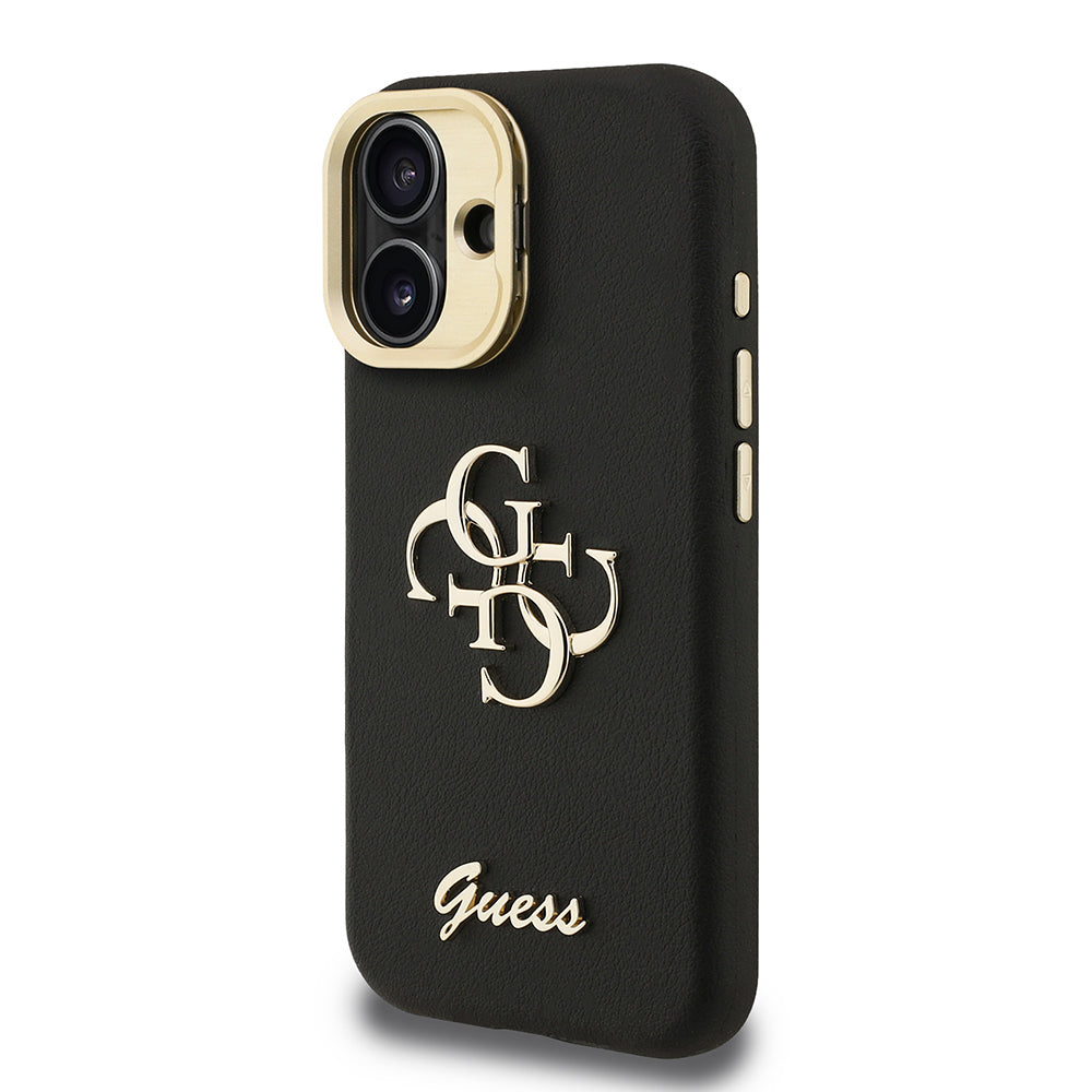 iPhone 16 Kılıf Guess Orijinal Lisanslı Grained Yazı Logolu Kamera Standlı Kılıf