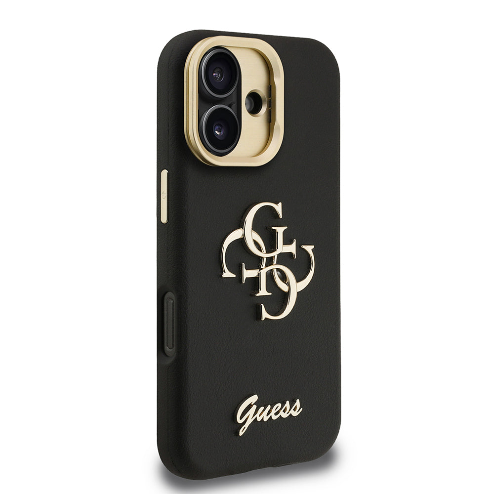 iPhone 16 Kılıf Guess Orijinal Lisanslı Grained Yazı Logolu Kamera Standlı Kılıf