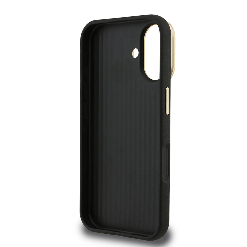 iPhone 16 Kılıf Guess Orijinal Lisanslı Grained Yazı Logolu Kamera Standlı Kılıf