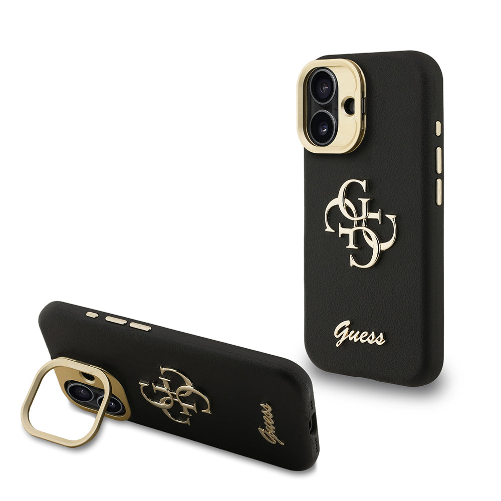 iPhone 16 Kılıf Guess Orijinal Lisanslı Grained Yazı Logolu Kamera Standlı Kılıf