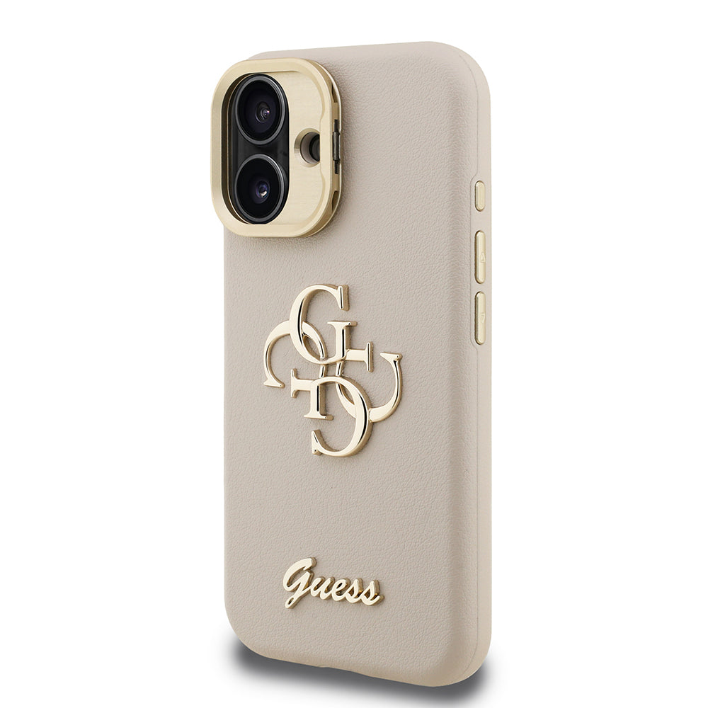 iPhone 16 Kılıf Guess Orijinal Lisanslı Grained Yazı Logolu Kamera Standlı Kılıf
