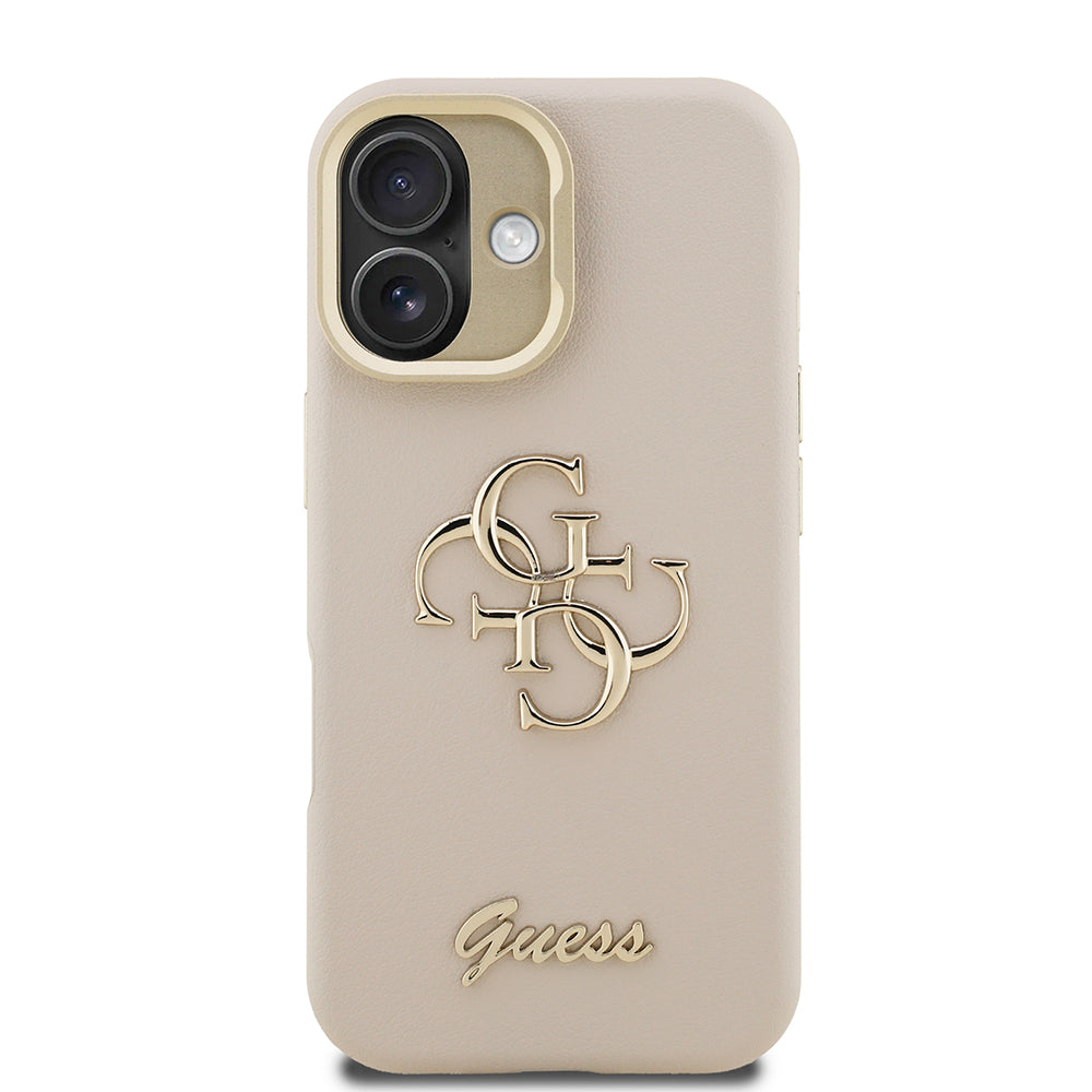 iPhone 16 Kılıf Guess Orijinal Lisanslı Grained Yazı Logolu Kamera Standlı Kılıf