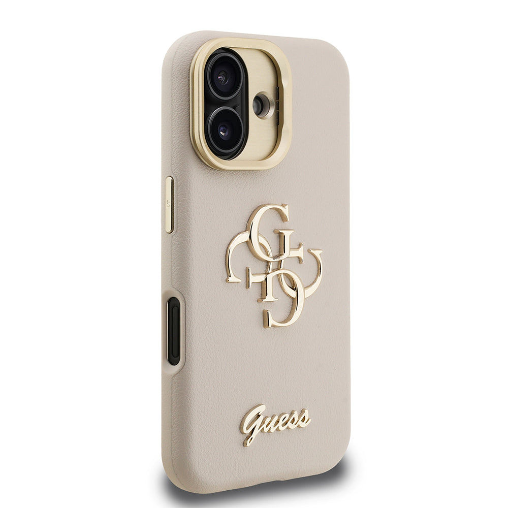 iPhone 16 Kılıf Guess Orijinal Lisanslı Grained Yazı Logolu Kamera Standlı Kılıf