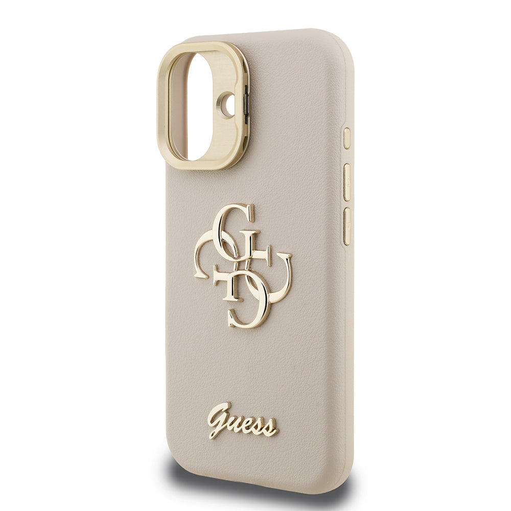 iPhone 16 Kılıf Guess Orijinal Lisanslı Grained Yazı Logolu Kamera Standlı Kılıf