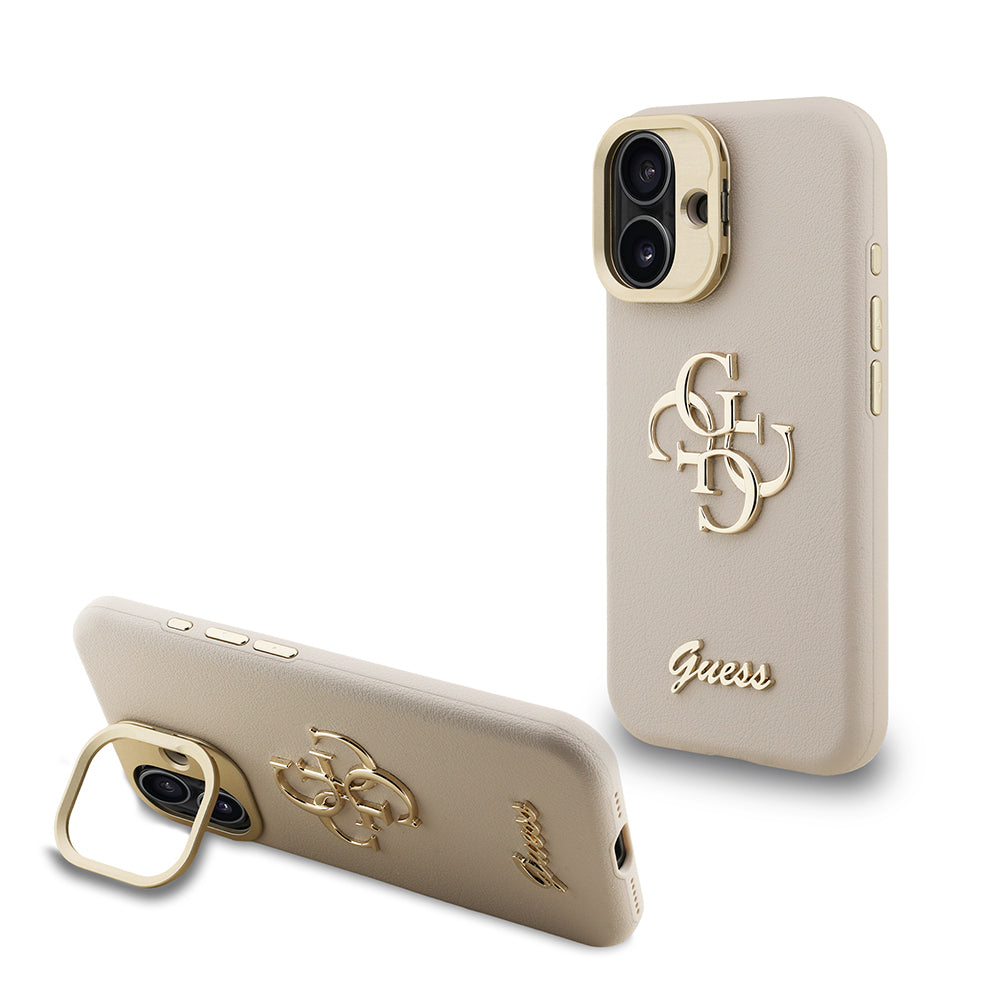 iPhone 16 Kılıf Guess Orijinal Lisanslı Grained Yazı Logolu Kamera Standlı Kılıf