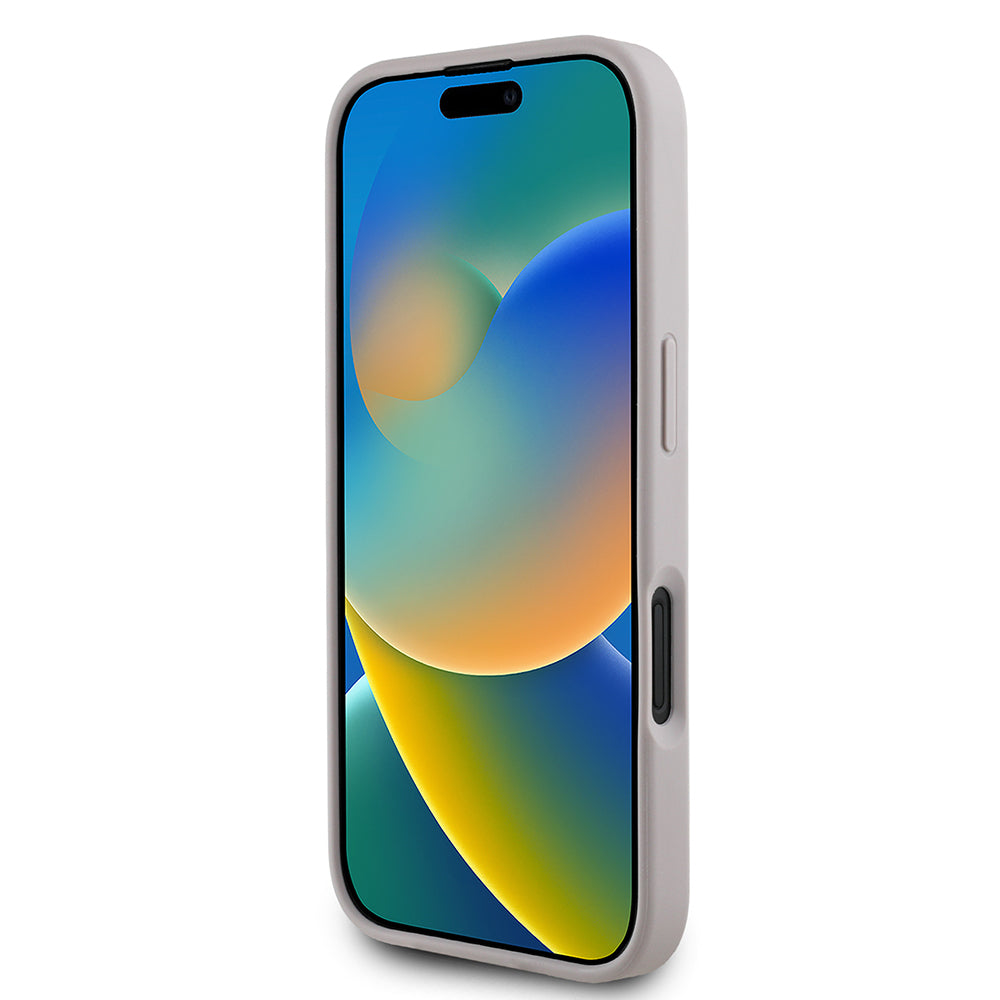 iPhone 16 Kılıf Guess Orijinal Lisanslı Gül Baskılı Büyük Metal Logo Dizaynlı Kılıf