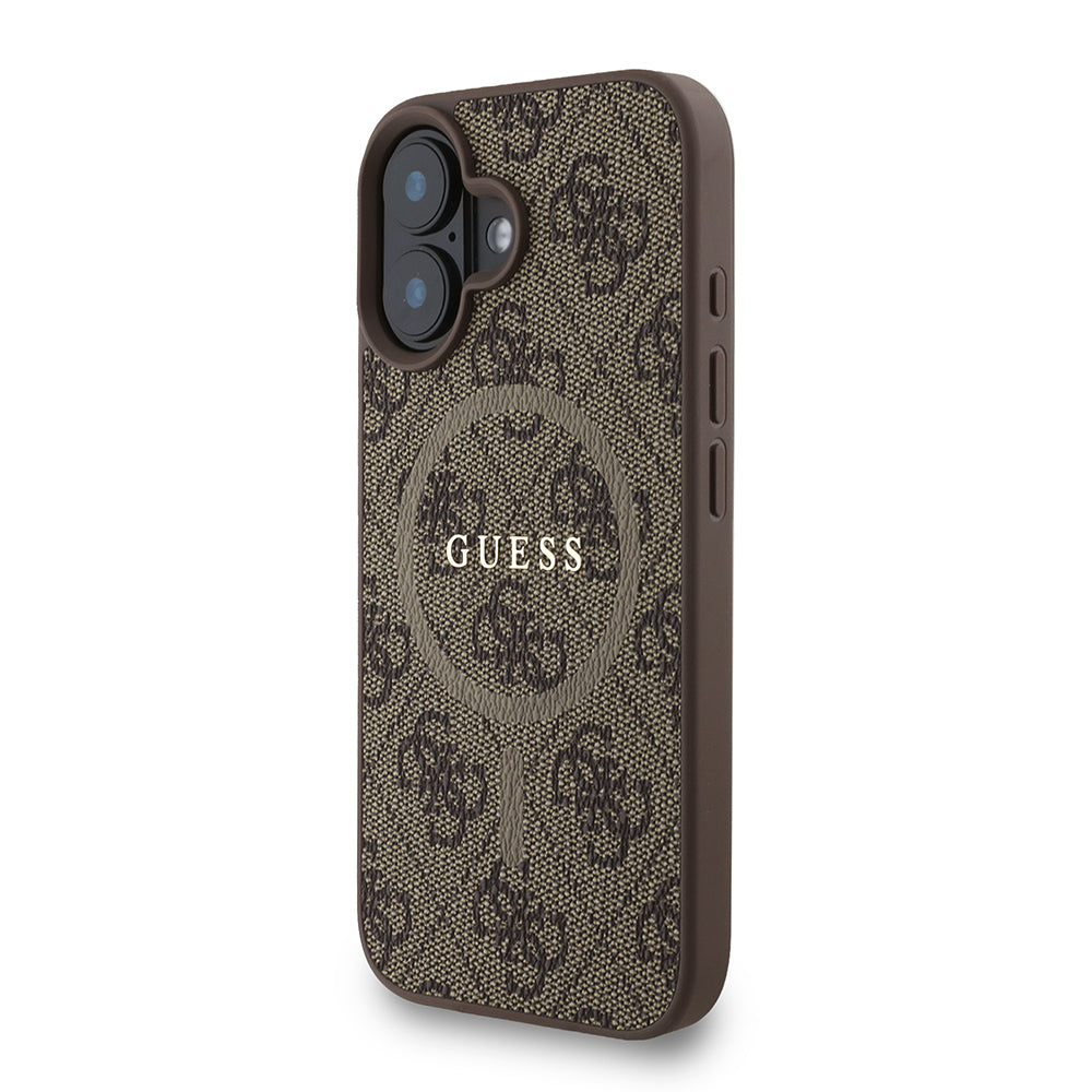 iPhone 16 Kılıf Guess Orijinal Lisanslı M-safe Şarj Özellikli PU Deri Bilek Askı İpli Yazı Logolu Kılıf