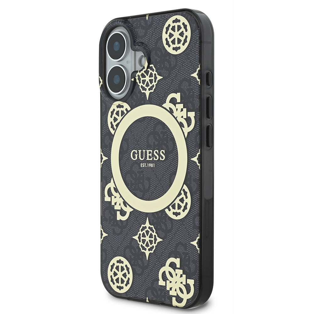 iPhone 16 Kılıf Guess Orijinal Lisanslı M-safe Şarj Özellikli 4G Desenli IML Yazı Logolu Peony Kılıf