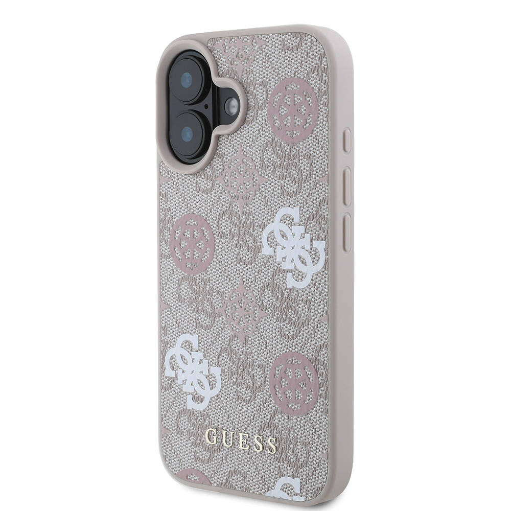 iPhone 16 Kılıf Guess Orijinal Lisanslı M-safe Şarj Özellikli 4G Desenli Yazı Logolu Peony Kılıf