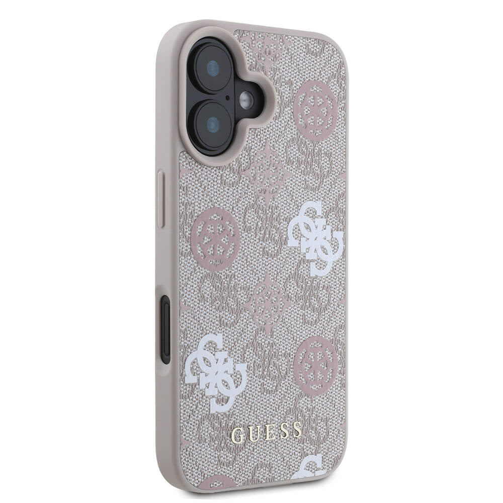 iPhone 16 Kılıf Guess Orijinal Lisanslı M-safe Şarj Özellikli 4G Desenli Yazı Logolu Peony Kılıf