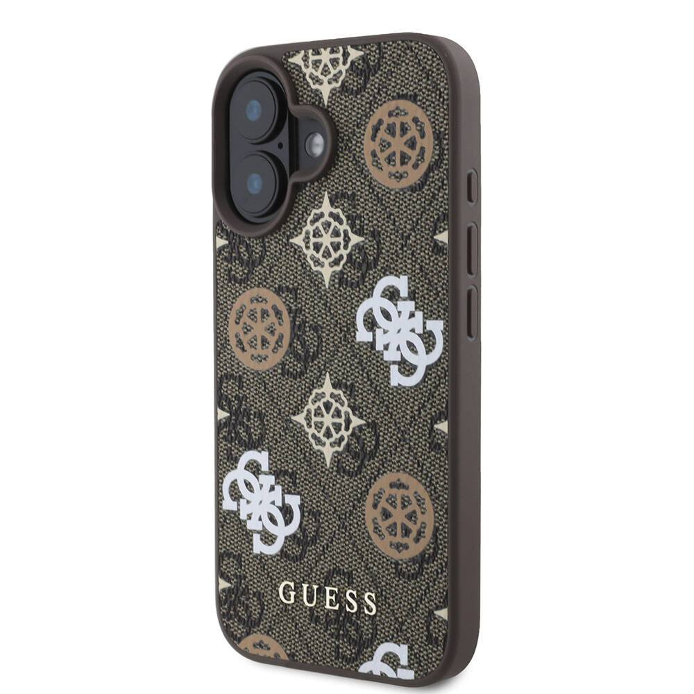iPhone 16 Kılıf Guess Orijinal Lisanslı M-safe Şarj Özellikli 4G Desenli Yazı Logolu Peony Kılıf