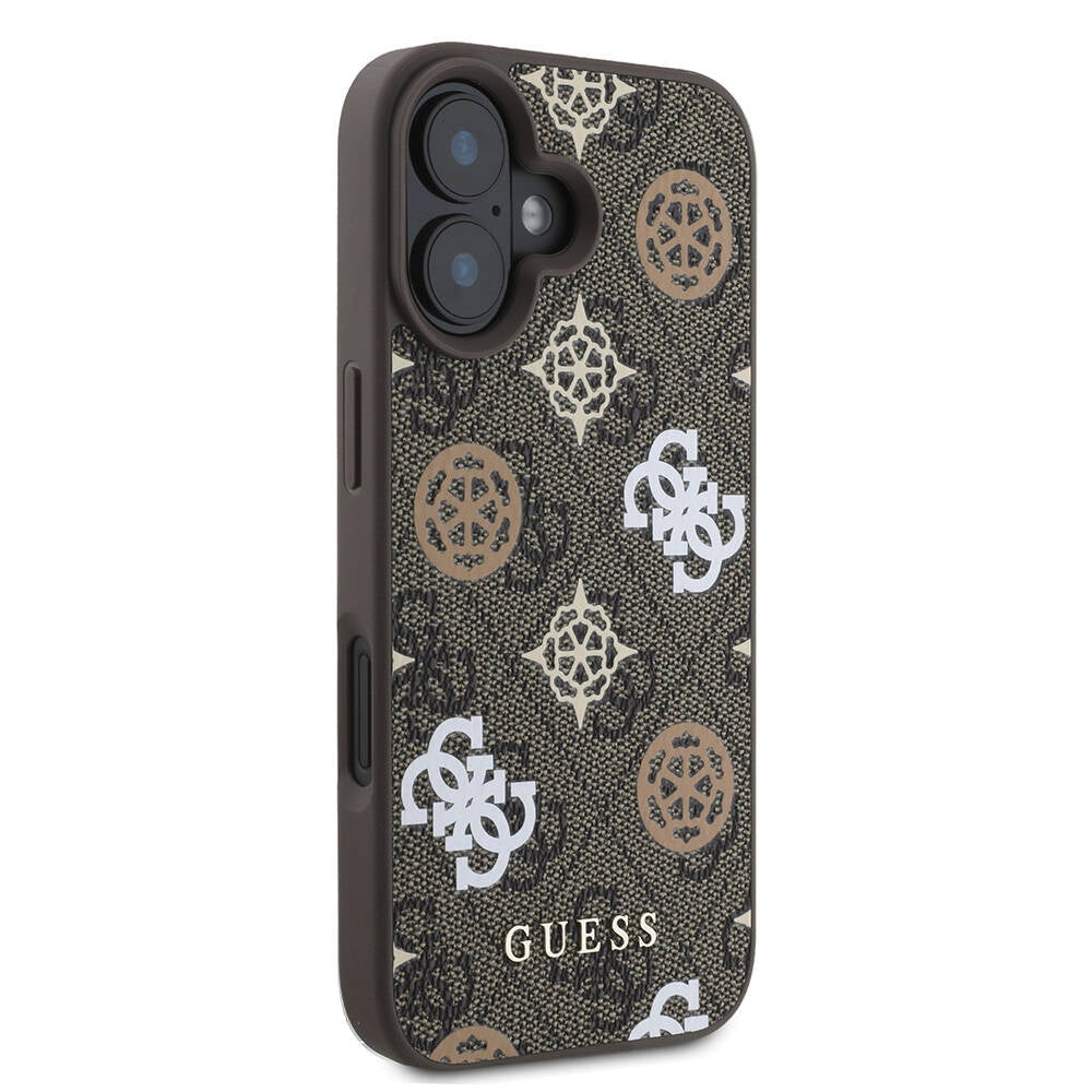 iPhone 16 Kılıf Guess Orijinal Lisanslı M-safe Şarj Özellikli 4G Desenli Yazı Logolu Peony Kılıf