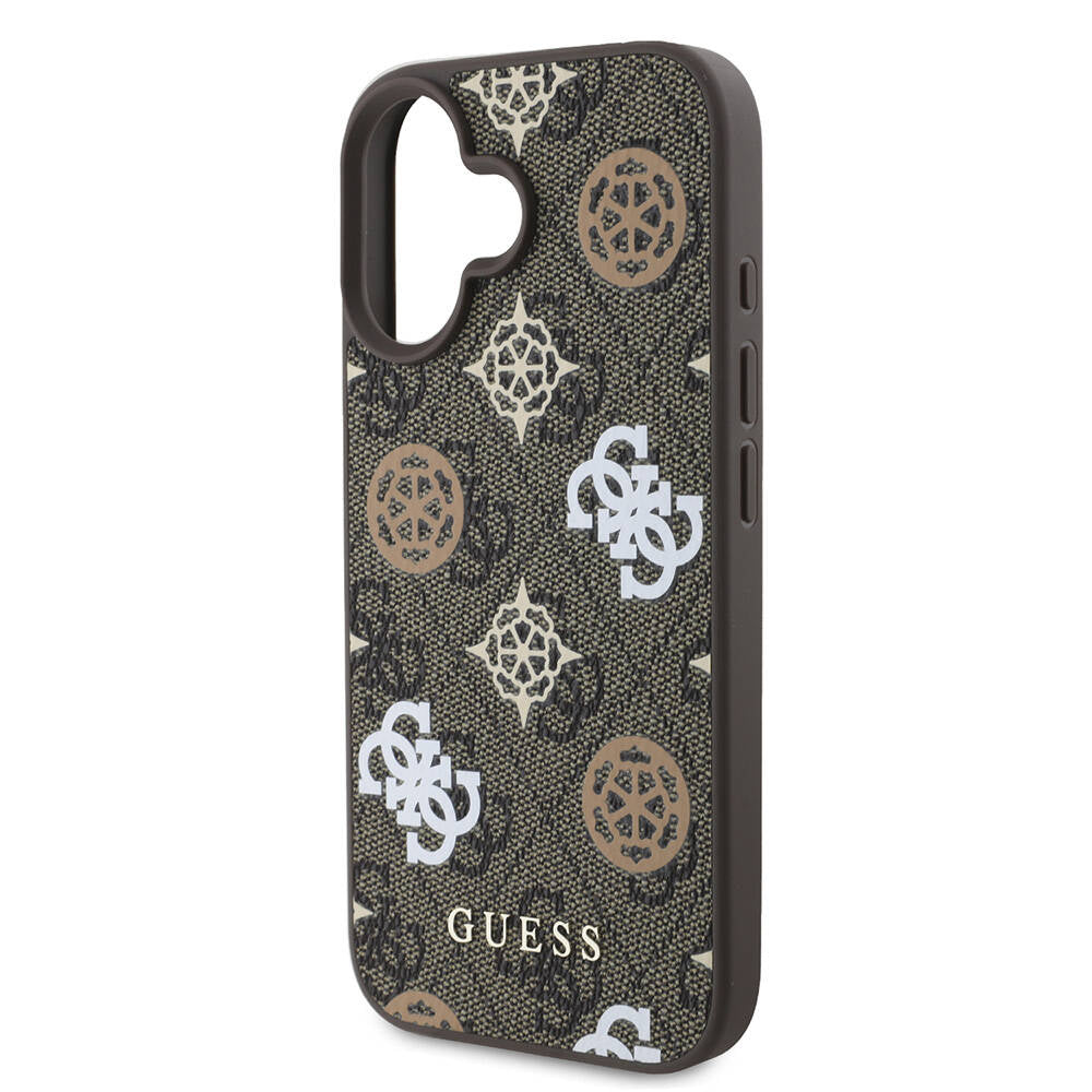 iPhone 16 Kılıf Guess Orijinal Lisanslı M-safe Şarj Özellikli 4G Desenli Yazı Logolu Peony Kılıf