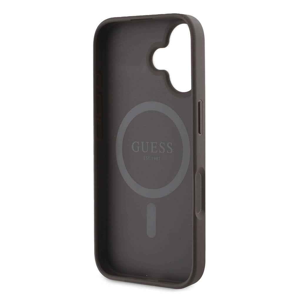 iPhone 16 Kılıf Guess Orijinal Lisanslı M-safe Şarj Özellikli 4G Desenli Yazı Logolu Peony Kılıf
