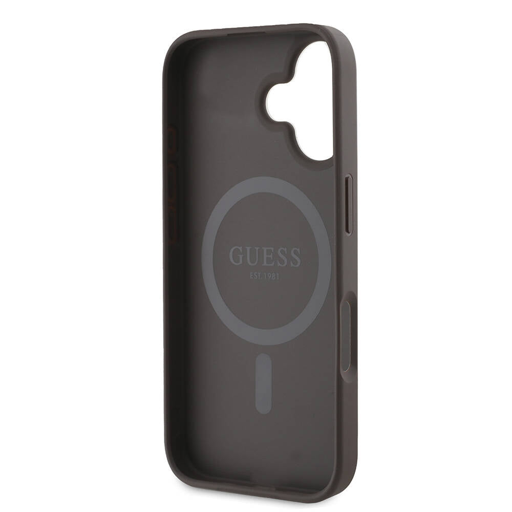 iPhone 16 Kılıf Guess Orijinal Lisanslı M-safe Şarj Özellikli 4G Desenli Yazı Logolu Kılıf