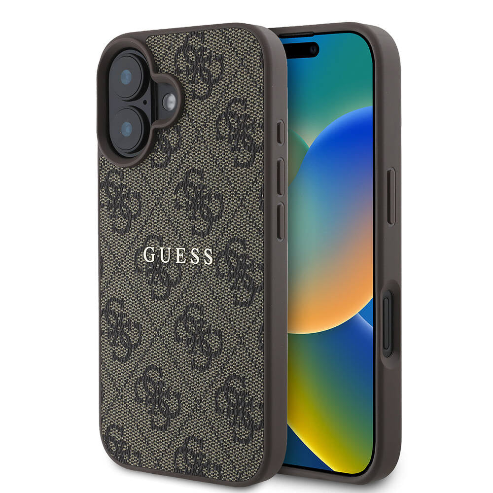 iPhone 16 Kılıf Guess Orijinal Lisanslı M-safe Şarj Özellikli 4G Desenli Yazı Logolu Kılıf