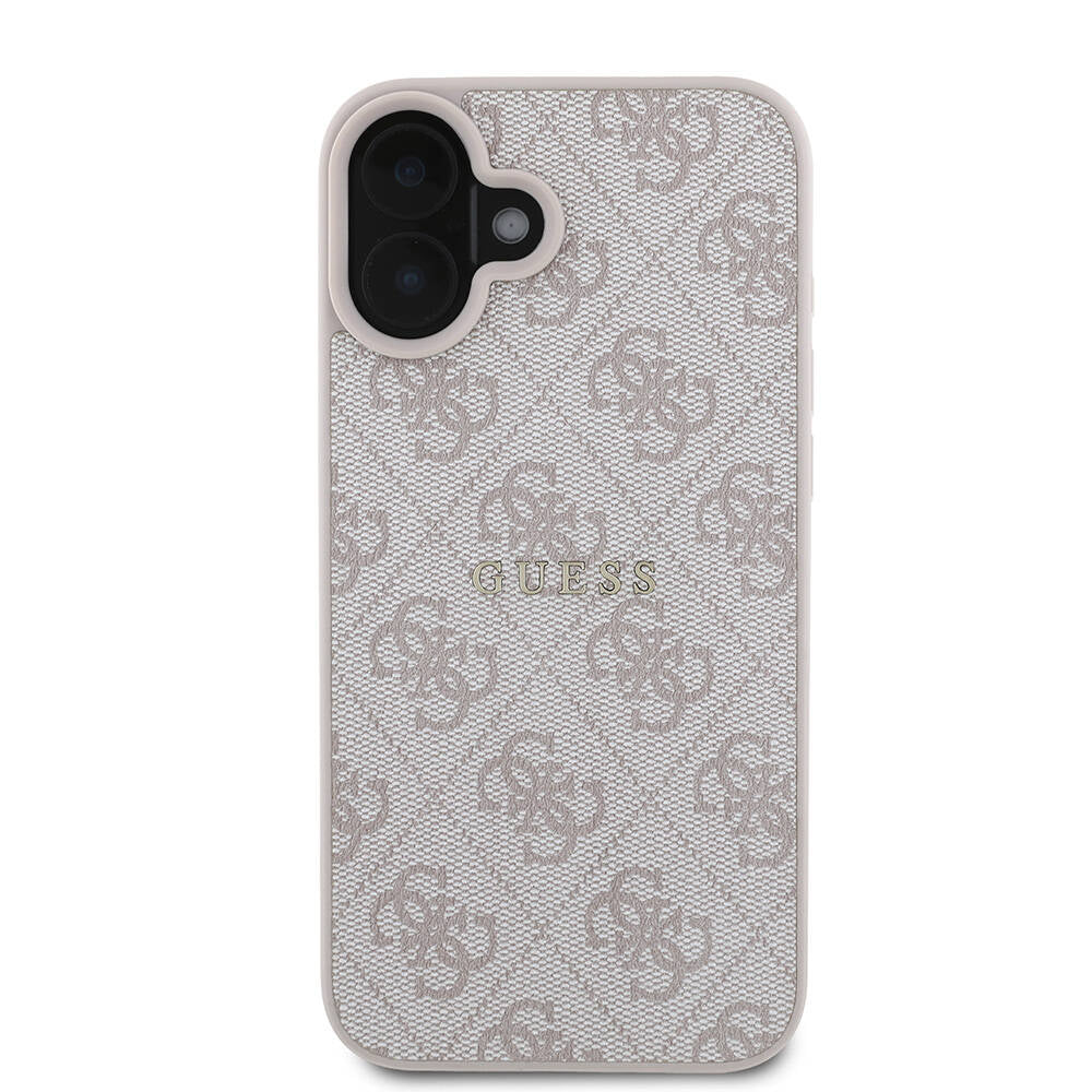 iPhone 16 Kılıf Guess Orijinal Lisanslı M-safe Şarj Özellikli 4G Desenli Yazı Logolu Kılıf