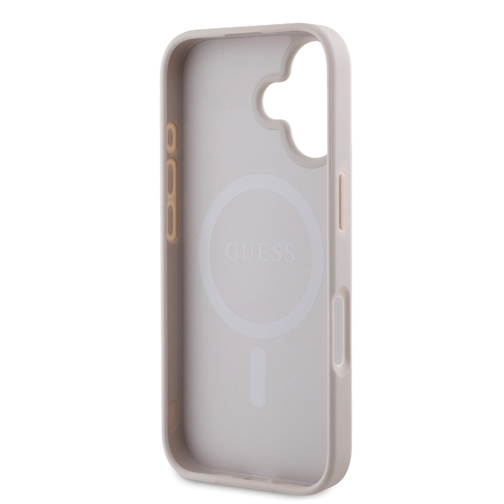 iPhone 16 Kılıf Guess Orijinal Lisanslı M-safe Şarj Özellikli 4G Şerit Tasarımlı Printed Kılıf