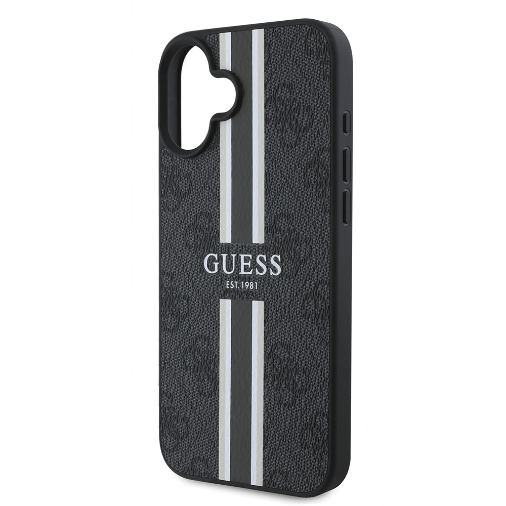iPhone 16 Kılıf Guess Orijinal Lisanslı M-safe Şarj Özellikli 4G Şerit Tasarımlı Printed Kılıf