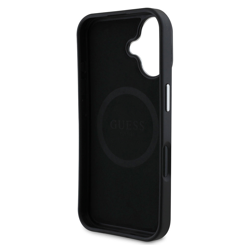 iPhone 16 Kılıf Guess Orijinal Lisanslı M-safe Şarj Özellikli Grained Triangle Kılıf