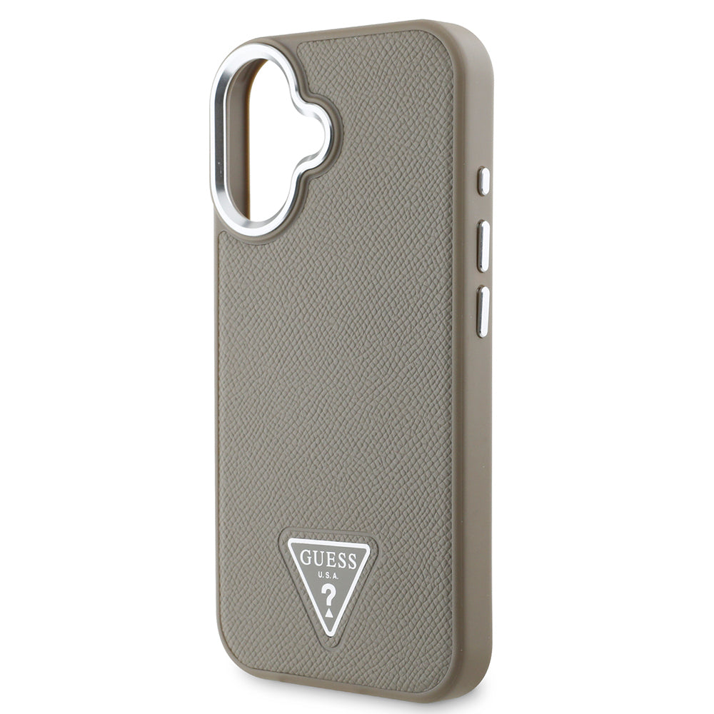 iPhone 16 Kılıf Guess Orijinal Lisanslı M-safe Şarj Özellikli Grained Triangle Kılıf