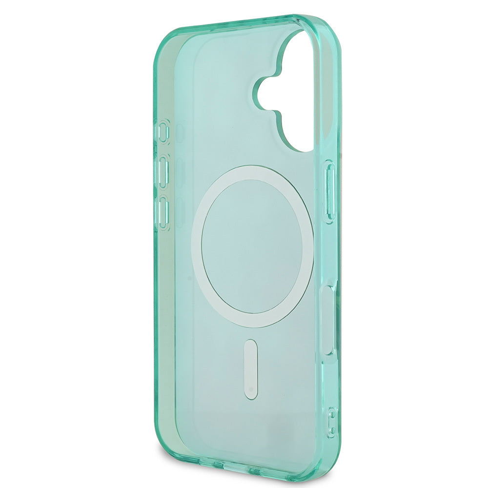 iPhone 16 Kılıf Guess Orijinal Lisanslı M-safe Şarj Özellikli IML Baskılı Jungle Ring Kılıf