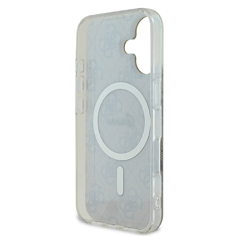 iPhone 16 Kılıf Guess Orijinal Lisanslı M-safe Şarj Özellikli Yazı Logolu 4G Desenli Kılıf