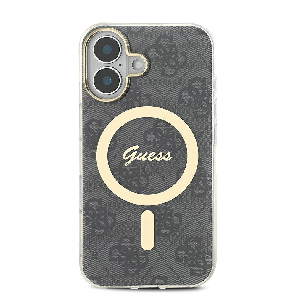 iPhone 16 Kılıf Guess Orijinal Lisanslı M-safe Şarj Özellikli Yazı Logolu 4G Desenli Kılıf