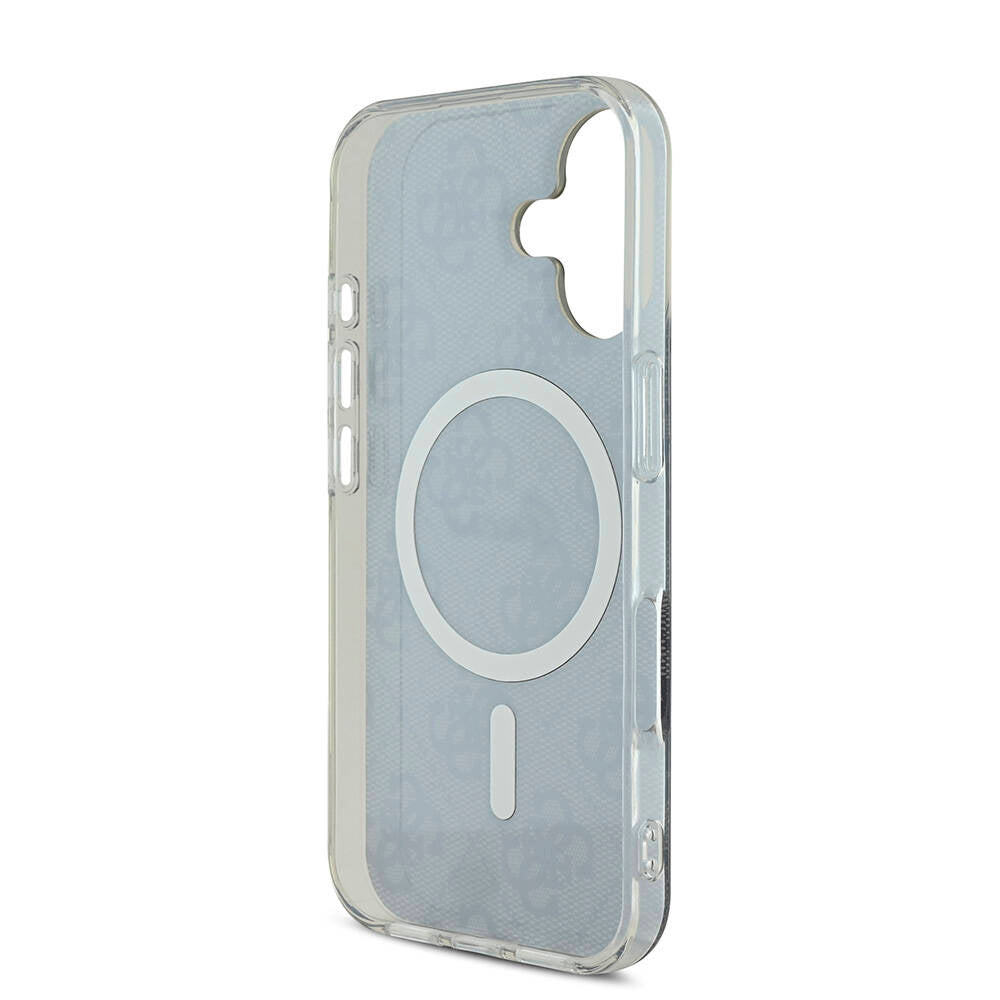 iPhone 16 Kılıf Guess Orijinal Lisanslı M-safe Şarj Özellikli Yazı Logolu 4G Desenli Kılıf