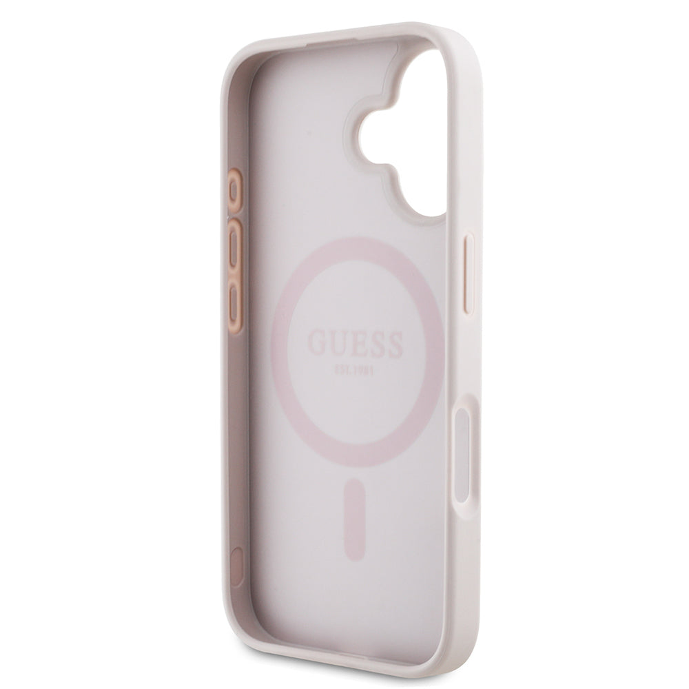 iPhone 16 Kılıf Guess Orijinal Lisanslı M-safe Şarj Özellikli Yazı Logolu Circle Classic Kılıf