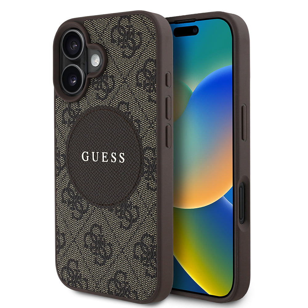 iPhone 16 Kılıf Guess Orijinal Lisanslı M-safe Şarj Özellikli Yazı Logolu Circle Classic Kılıf