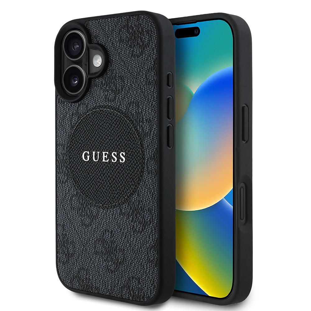 iPhone 16 Kılıf Guess Orijinal Lisanslı M-safe Şarj Özellikli Yazı Logolu Circle Classic Kılıf