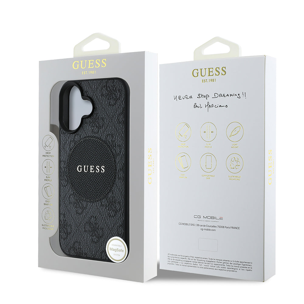 iPhone 16 Kılıf Guess Orijinal Lisanslı M-safe Şarj Özellikli Yazı Logolu Circle Classic Kılıf