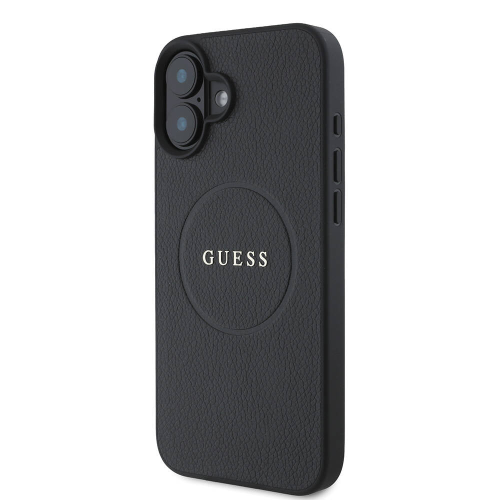 iPhone 16 Kılıf Guess Orijinal Lisanslı M-safe Şarj Özellikli Yazı Logolu Grained Kılıf