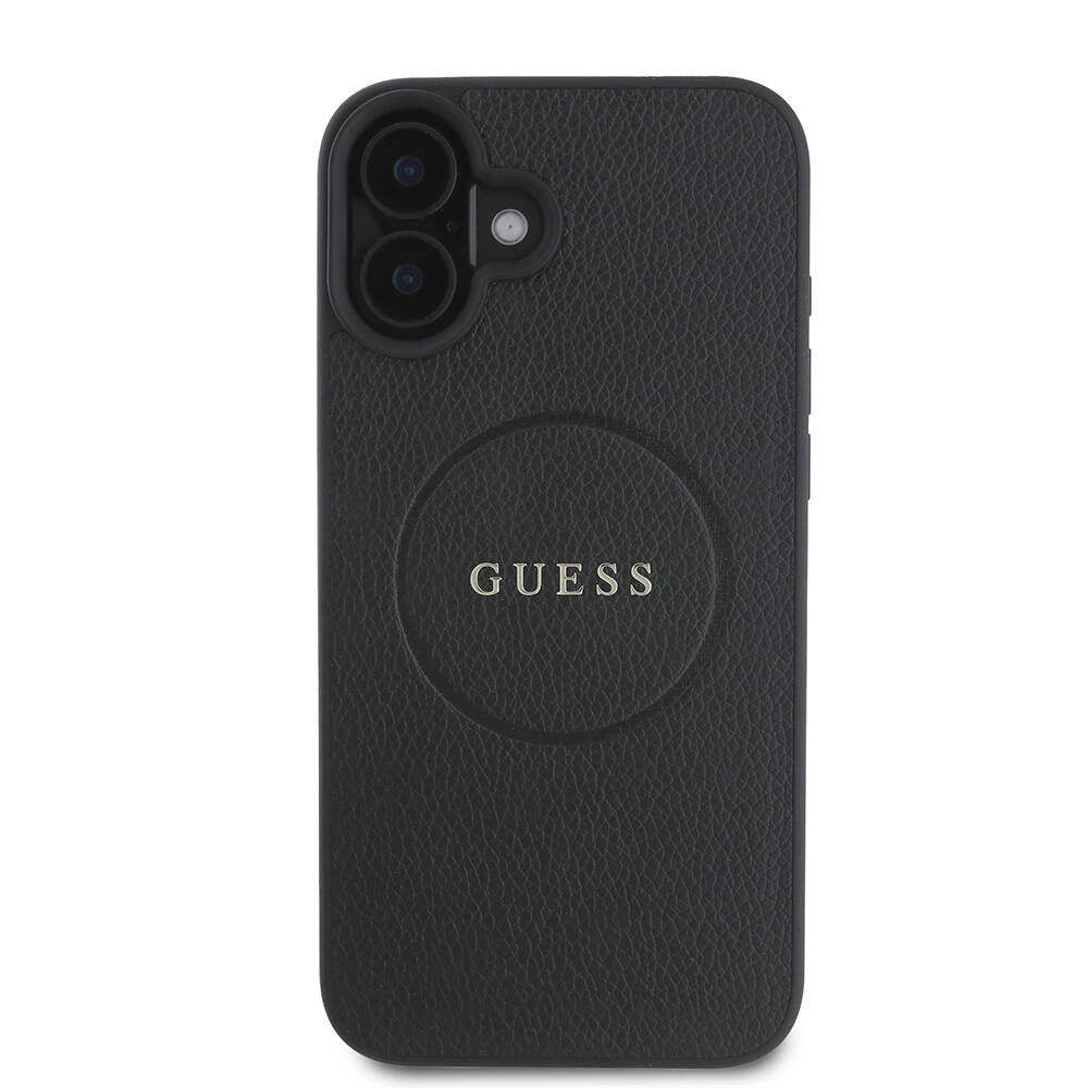 iPhone 16 Kılıf Guess Orijinal Lisanslı M-safe Şarj Özellikli Yazı Logolu Grained Kılıf