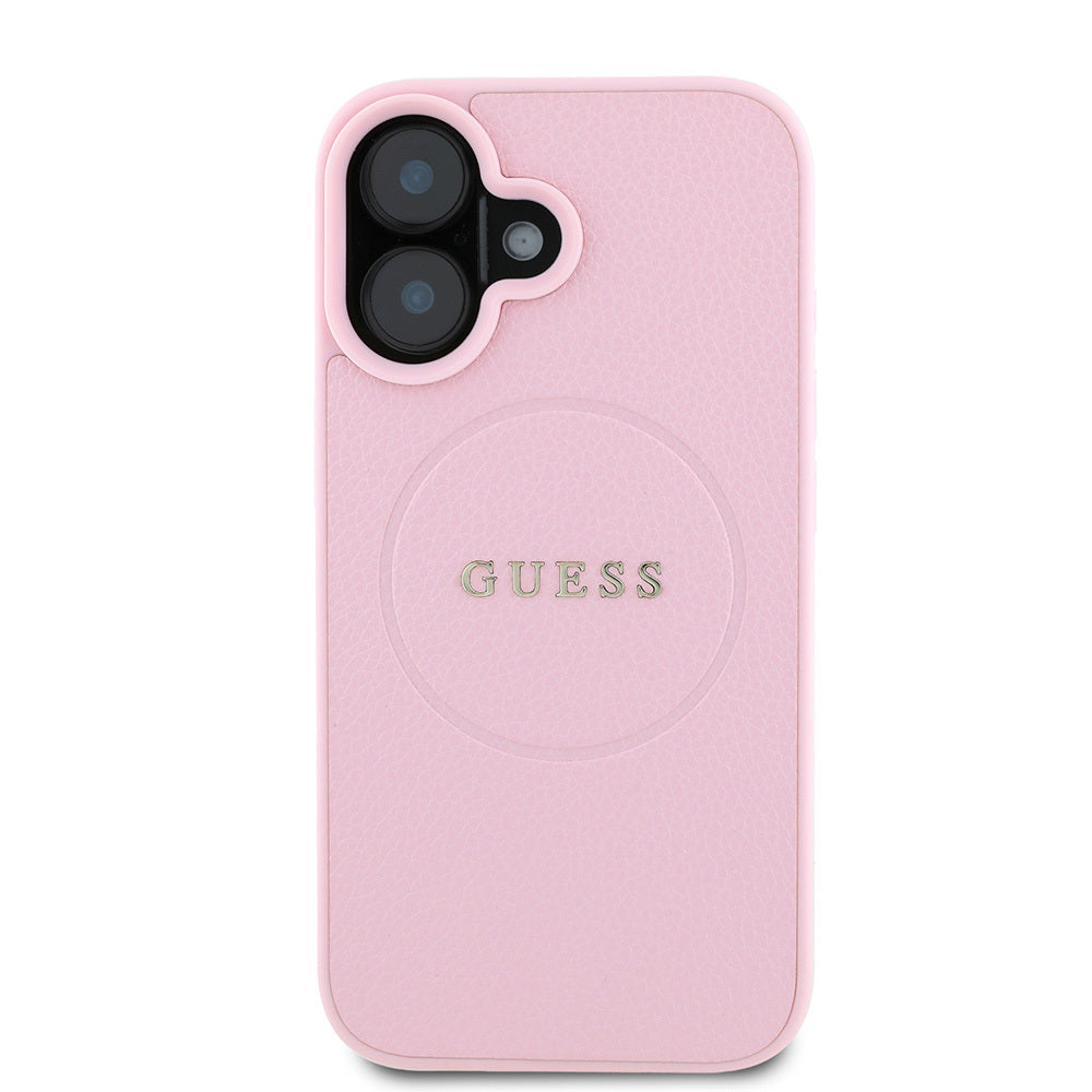 iPhone 16 Kılıf Guess Orijinal Lisanslı M-safe Şarj Özellikli Yazı Logolu Grained Kılıf