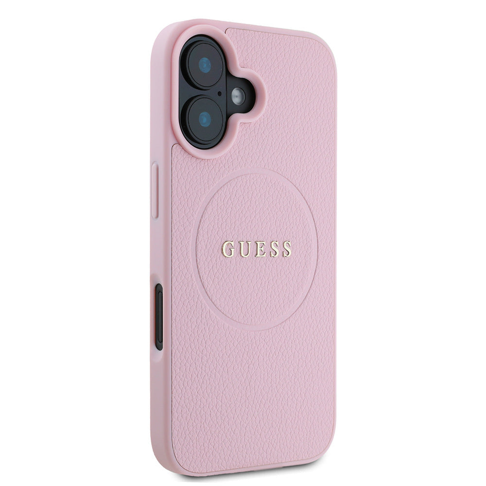 iPhone 16 Kılıf Guess Orijinal Lisanslı M-safe Şarj Özellikli Yazı Logolu Grained Kılıf